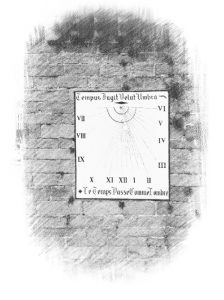 Concarneau, cadran solaire de la Ville Close avec la légende : "Tempus fugit"